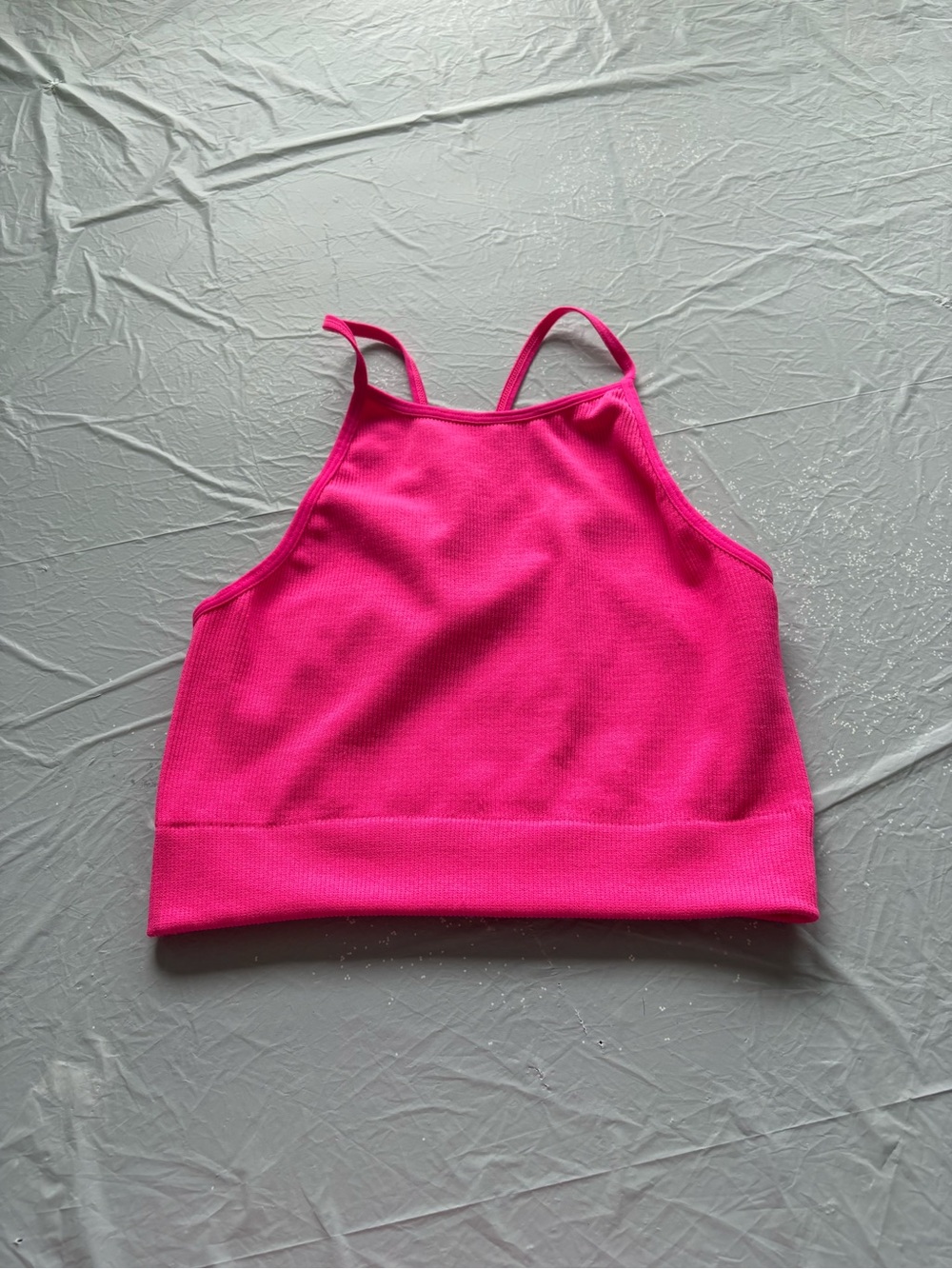 Hot Pink Cropped Halter Tank Top